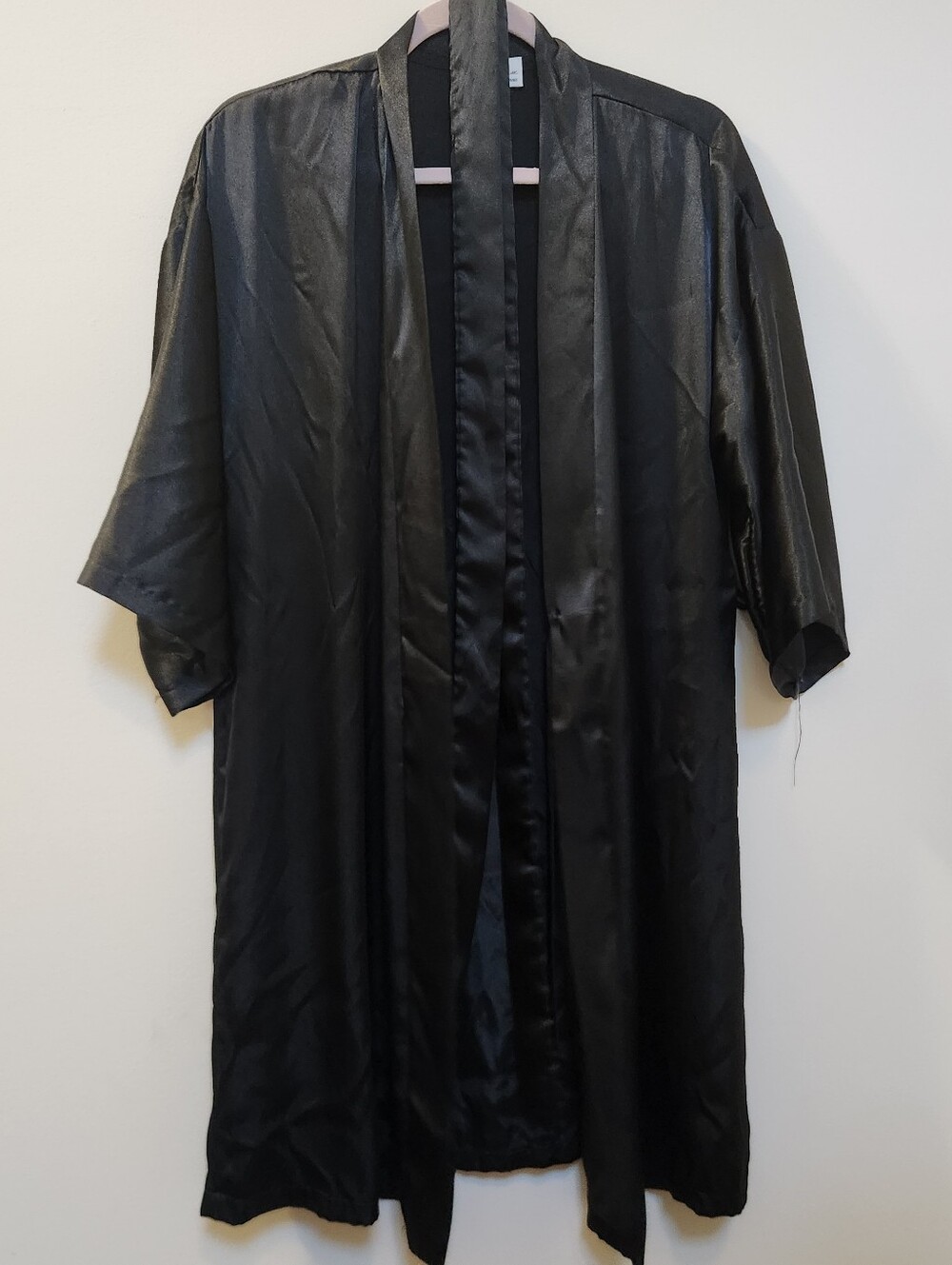 Satin Black Kimono Robe - Classic Loungewear